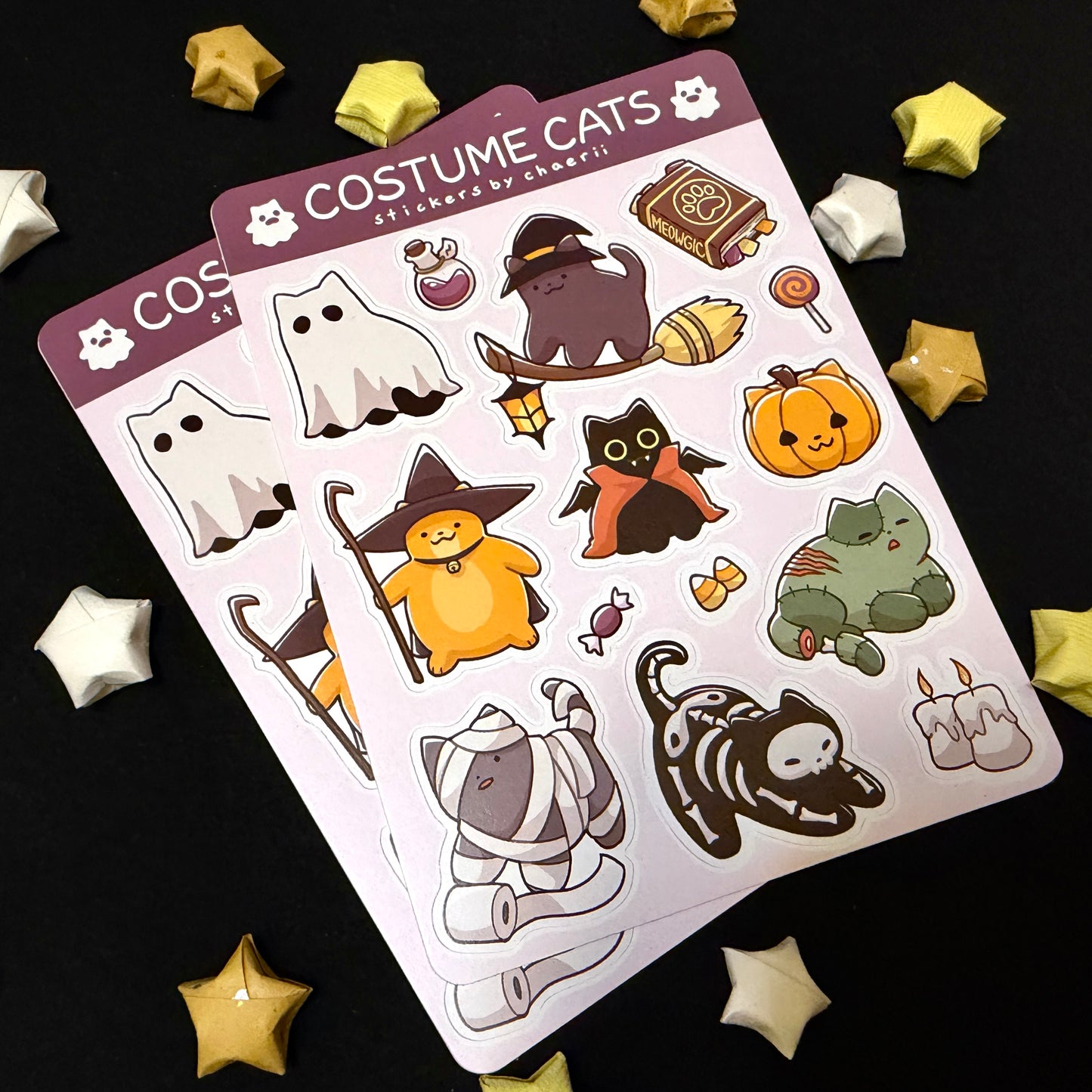 costume cats sticker sheet