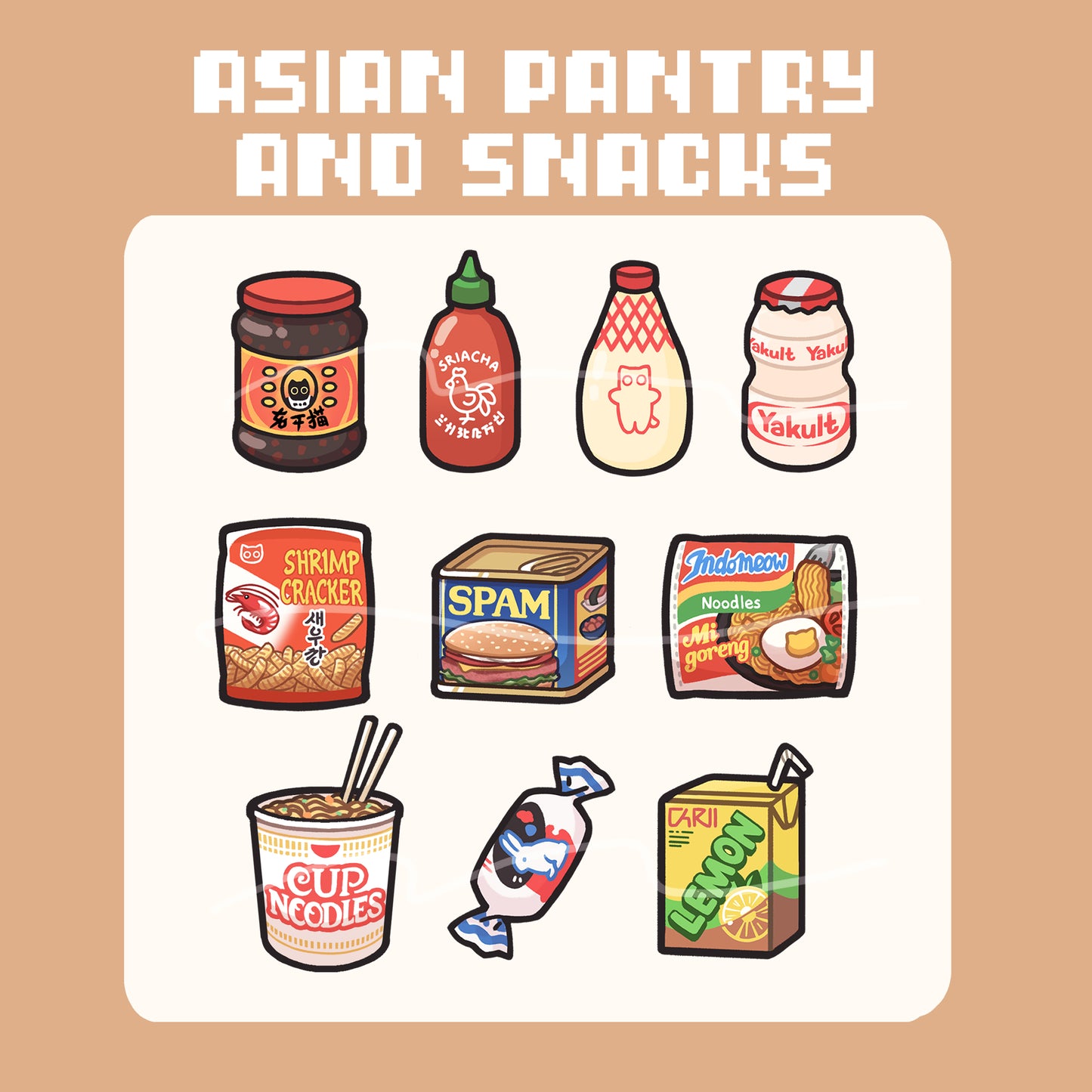 asian snack/pantry phone charms