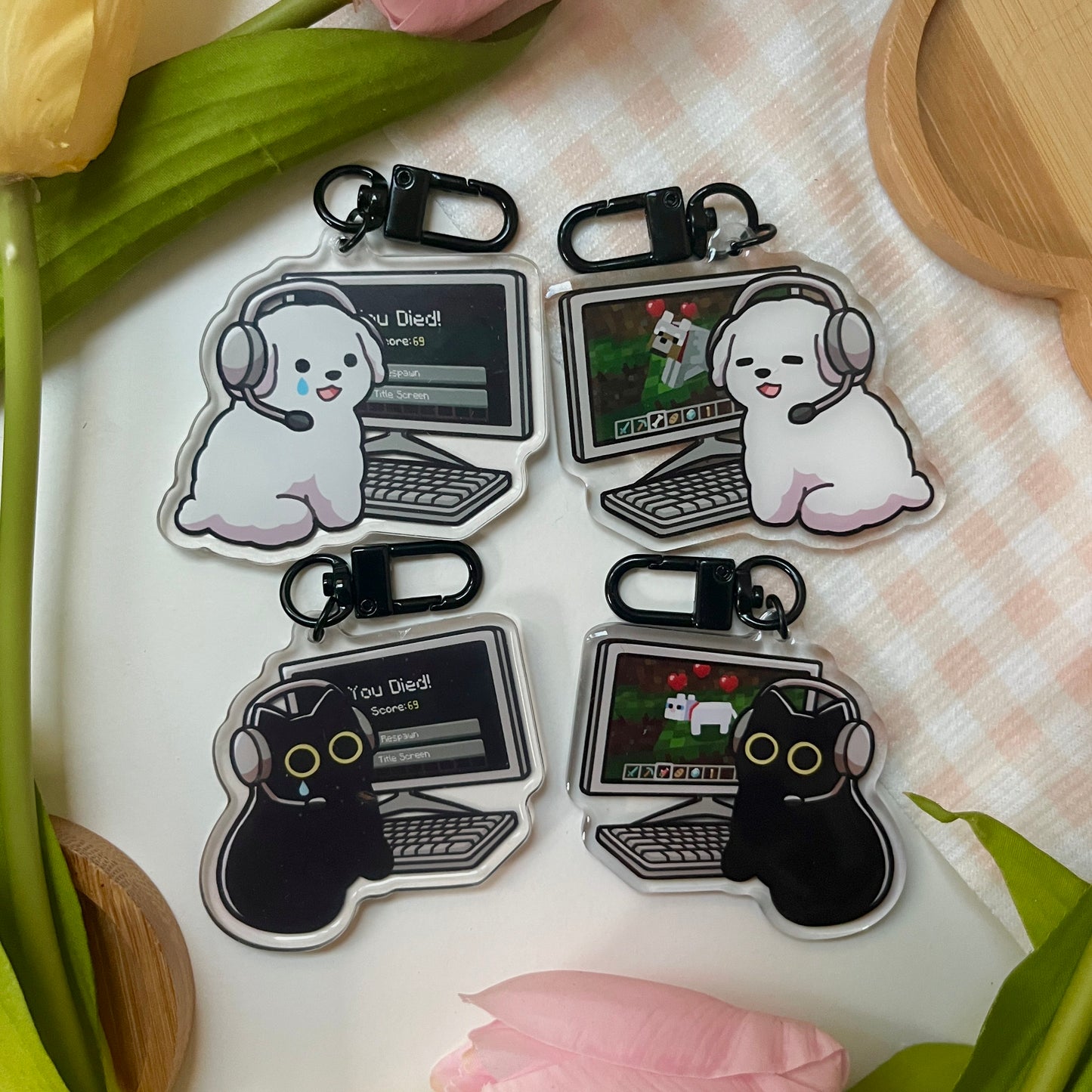 minecraft gamer pet keychains