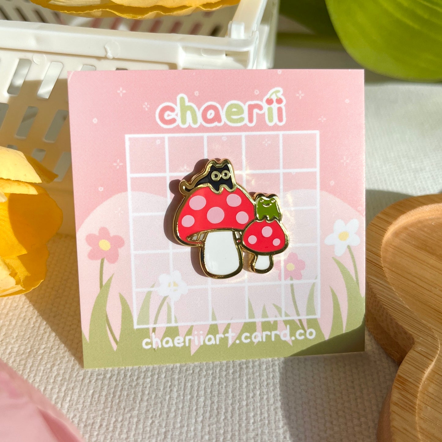 mushroom enamel pin