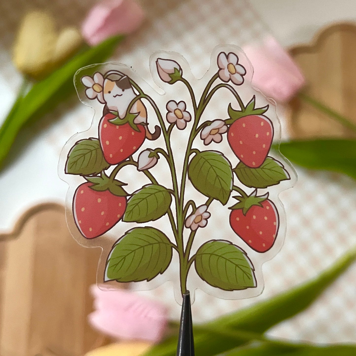 strawberry clear sticker