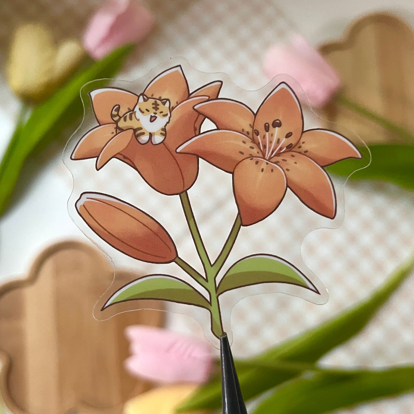 tiger lily clear sticker