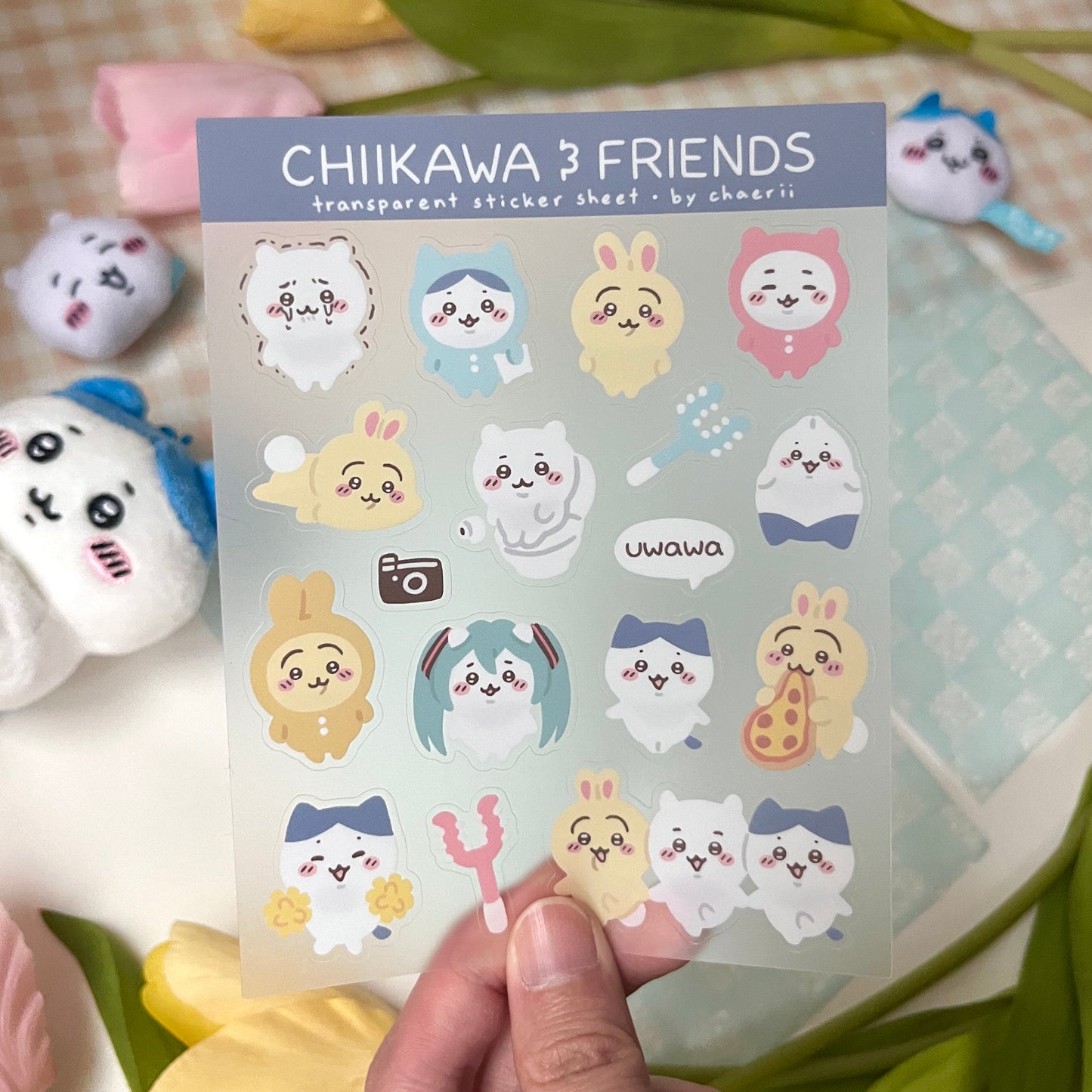 chiikawa and friends clear sticker sheet