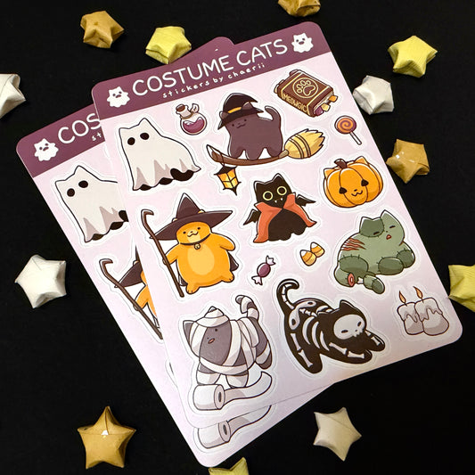 costume cats sticker sheet