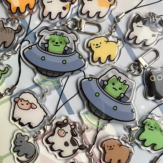 alien abduction keychain