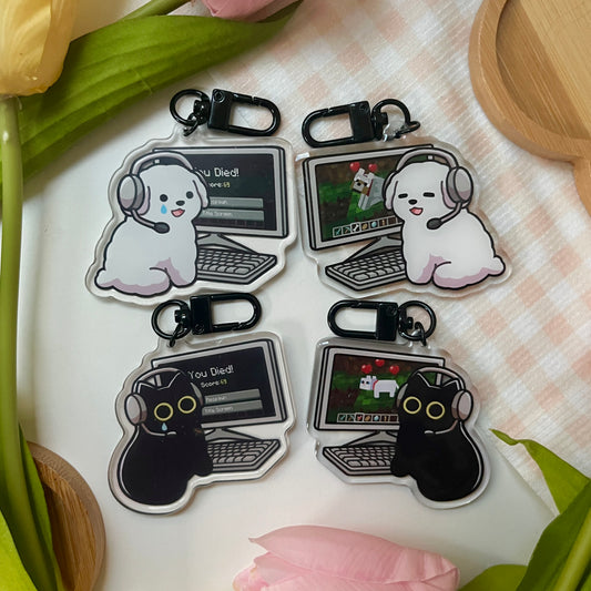 minecraft gamer pet keychains