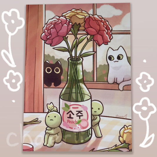 soju and flowers prints