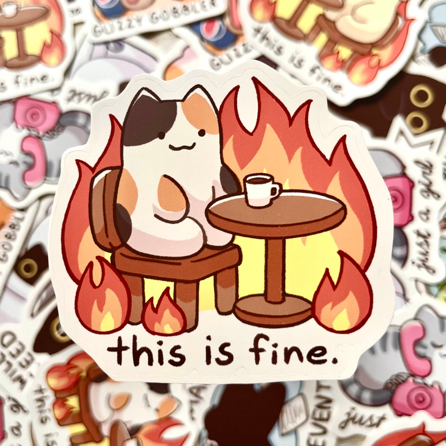 this is fine cat sticker