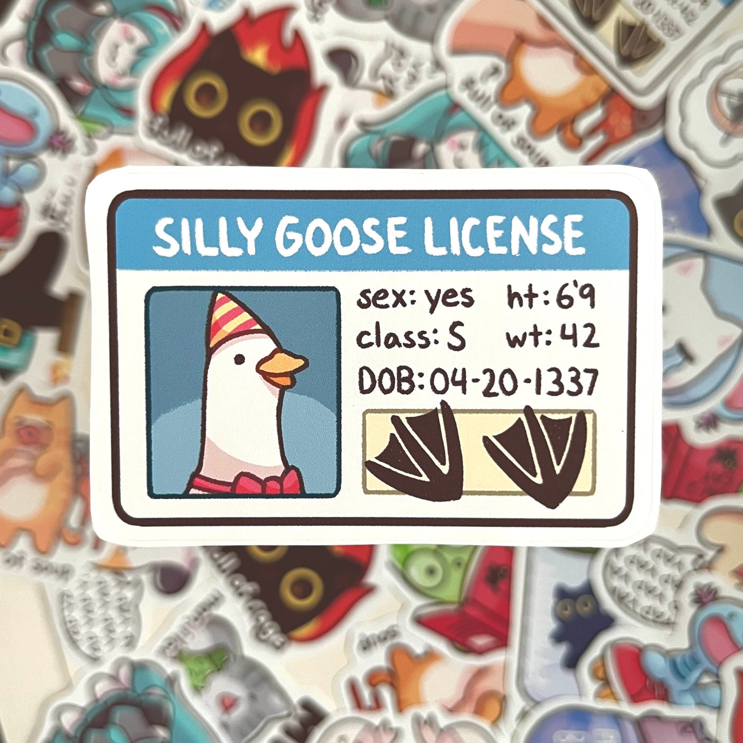 silly goose license sticker