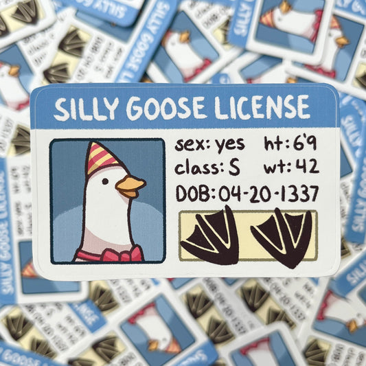 silly goose license sticker