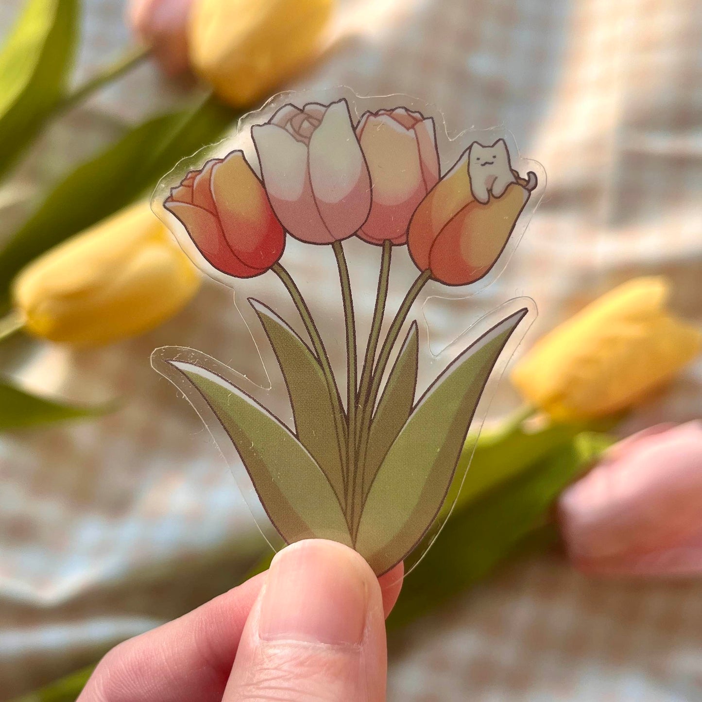 *transparent* floral cat stickers