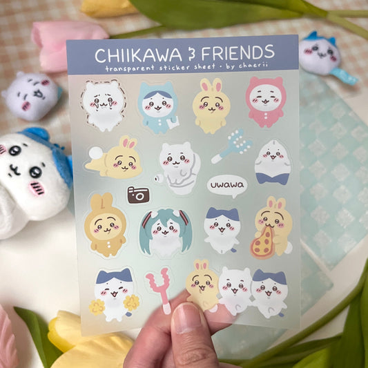 chiikawa and friends clear sticker sheet