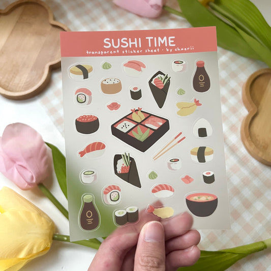 sushi time clear sticker sheet